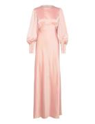 Alize Long Sleeved Satin Maxi Dress Pink Malina