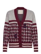 Houndstooth V-Neck Cardigan Burgundy GANT