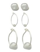 3-Pack Pearl Earrings Silver Monki