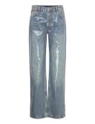 Jeans With Sequins Under Slits Blue Mango