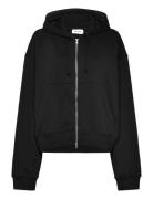 Boxy Zip Hoodie Black Weekday