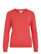 Viril O-Neck L/S Knit Top - Noos Orange Vila