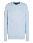 Classic Cotton Cable Crew Neck Blue Tommy Hilfiger