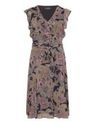 Paisley Belted Crinkle Georgette Dress Black Lauren Ralph Lauren