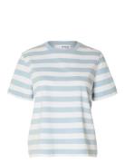 Slfessential Ss Striped Boxy Tee Noos Blue Selected Femme