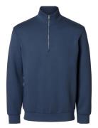 Slhemanuel Soft Zip High Neck Sweat Noos Navy Selected Homme