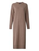 Ivana Cotton/Cashmere Blend Knitted Dress Brown Lexington Clothing