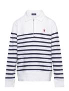 Striped Spa Terry Quarter-Zip Sweatshirt White Ralph Lauren Kids