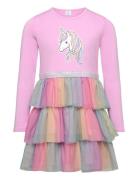 Dress L S Unicorn And Mesh Ski Pink Lindex