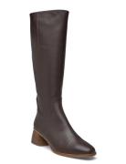 Boots - Block Heel With Zipper Brown ANGULUS