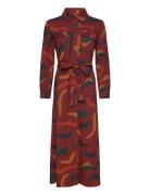 Brushstrokes Printed Flared Long Dress Brown Bobo Choses