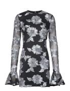 Flower Mesh Ls Mini Dress Black ROTATE Birger Christensen