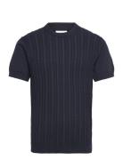 Knitted S/S O-Neck Tee Navy Lindbergh