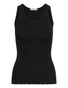 Rwbeatha Sl U-Neck Top Black Rosemunde