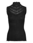 Rmwbea Sl Turtleneck Lace Top Black RM By Rosemunde