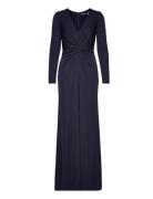 Twist-Front Stretch Jersey Gown Navy Lauren Ralph Lauren