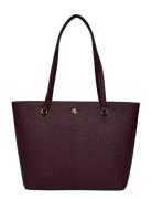 Crosshatch Leather-Karly Shpper-Tte Burgundy Lauren Ralph Lauren