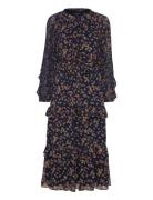 Floral Ruffle-Trim Georgette Dress Patterned Lauren Ralph Lauren