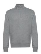 Luxury Jersey Quarter-Zip Pullover Grey Polo Ralph Lauren