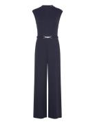 Belted Mockneck Jumpsuit Navy Lauren Ralph Lauren