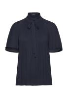 Pleated Georgette Blouse Navy Lauren Ralph Lauren