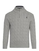 Cable-Knit Cotton Quarter-Zip Sweater Grey Ralph Lauren Kids