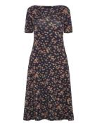 Floral Stretch Cotton Midi Dress Navy Lauren Ralph Lauren