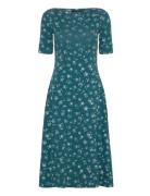 Floral Stretch Cotton Midi Dress Green Lauren Ralph Lauren