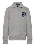 Fleece Letterman Quarter-Zip Pullover Grey Ralph Lauren Kids