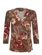 Floral Stretch Jersey Top Khaki Lauren Ralph Lauren