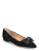 Londyn Bow-Trim Suede Ballet Flat Black Lauren Ralph Lauren