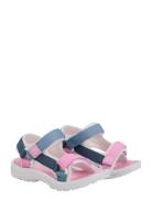 Colorblock Sandals W. Velcro Pink Color Kids