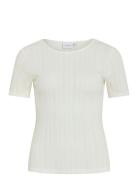 Vikassie S/S Pointelle Top - Noos White Vila