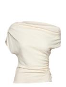 Asymmetric Ruched Top Beige Mango