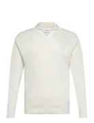 Casual L/S V-Neck Polo Knit White Lindbergh