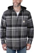 Carhartt Men's Flannel Fleece Lined Hooded Shirt Jacket Black
