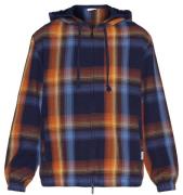 Knowledge Cotton Apparel Men's Checked Hoodie Twill Zipper Jacket Blue...