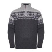 Gridarmor Men's Snøkrystall Half Zip Ullgenser Dark Grey/Light Grey/Wh...