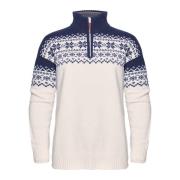 Gridarmor Women's Snøkrystall Half Zip Ullgenser White/Dark Navy