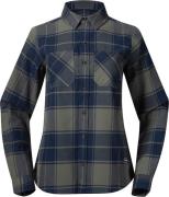 Bergans Women's Nordmarka Flannel Shirt Green Mud/navy Blue Check