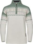 Gridarmor Women's Snøkrystall Half Zip Ullgenser White/Green/Beige