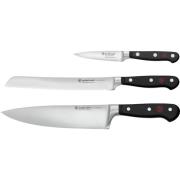 Wüsthof Classic Knivset 3 delar, Kockkniv + Brödkniv + Skalkniv