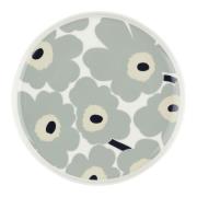 Marimekko Unikko tallrik 25 cm, vit/grå/sand/blå