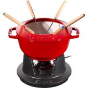 Staub Fondue set 18 cm röd med creme insida