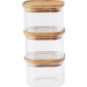 Pebbly Glasburk med bambulock 10x10 cm 3-pack