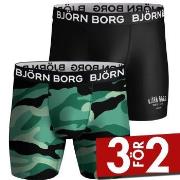 Björn Borg Kalsonger 2P Performance Boxer 1727 Svart/Grön polyester Sm...