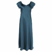 Lady Avenue Pure Silk Shortsleeve Long Nightdress Petrol silke Small D...