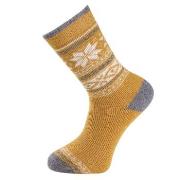 Trofe Knitted Patterned Wool Sock Strumpor Gul Strl 39/42 Dam