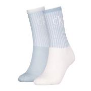 Calvin Klein Strumpor 2P Glossy Rib Crew Socks Vit/Blå Strl 39/42 Dam