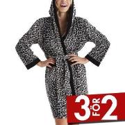 Damella Velour Leo Hoodie Robe Leopard Large Dam